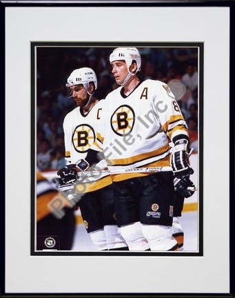 Cam Neely and Ray Bourque Double Matted 8" X 10" Photograph in Black Anodized Aluminum Frame