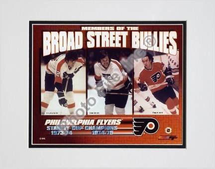 Gary Dornhoefer, Dave Schultz and Reggie Leach "Broad Street Bullies" Double Matted 8" X 10" Photogr