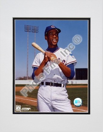 Ernie Banks "Bat on shoulder, Posed" Double Matted 8" x 10" Photograph (Unframed)