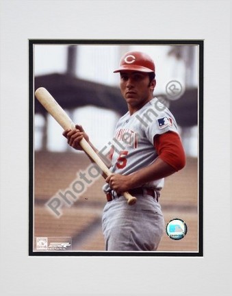 Johnny Bench "With Bat, Posed" Double Matted 8" X 10" Photograph (Unframed)