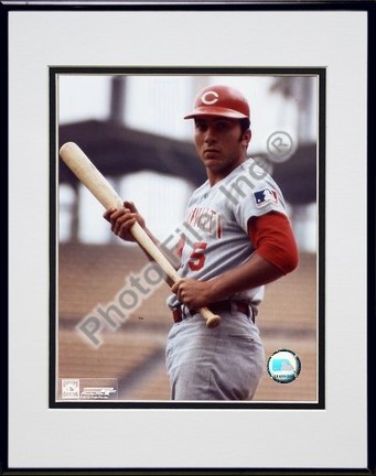 Johnny Bench "With Bat, Posed" Double Matted 8" X 10" Photograph in Black Anodized Aluminum Frame