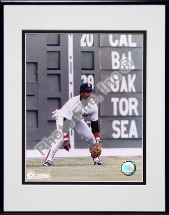 Jim Rice "Fielding" Double Matted 8" X 10" Photograph in Black Anodized Aluminum Frame