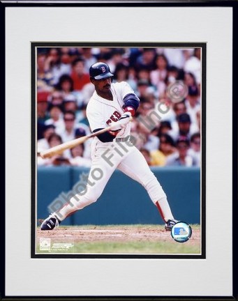 Jim Rice "Batting in Blue Helmet" Double Matted 8" X 10" Photograph in Black Anodized Aluminum Frame