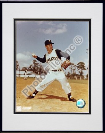 Bill Mazeroski, Pittsburgh Pirates, Fielding, Posed, Double Matted  8" X 10" Photograph in Black Anodized Alum