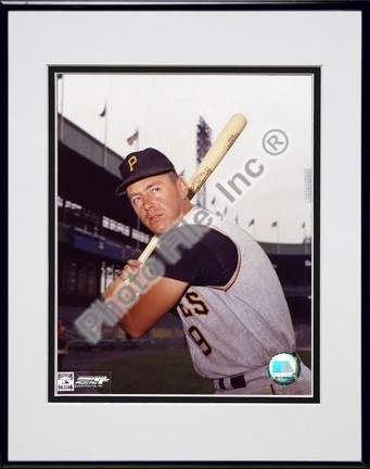 Bill Mazeroski, Pittsburgh Pirates, Bat on Shoulder, Posed, Double Matted  8" X 10" Photograph in Black Anodiz