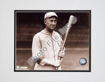 Ty Cobb, Detroit Tigers, With Bat, Posed, Sepia, Double Matted  8" X 10" Photograph (Unframed)