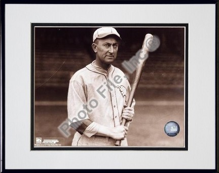 Ty Cobb, Detroit Tigers, With Bat, Posed, Sepia, Double Matted  8" X 10" Photograph in Black Anodized Aluminum
