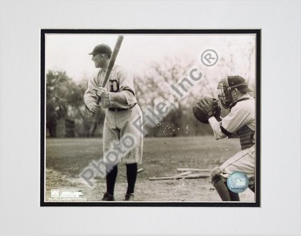 Ty Cobb, Detroit Tigers, With Batting, Sepia, Double Matted  8" X 10" Photograph (Unframed)