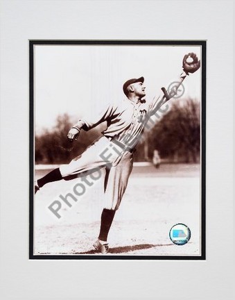 Ty Cobb, Detroit Tigers, Fielding, Sepia, Double Matted  8" X 10" Photograph (Unframed)