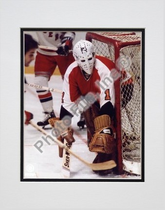 Bernie Parent,  Philadelphia Flyers, In Net, Double Matted  8" X 10" Photograph (Unframed)