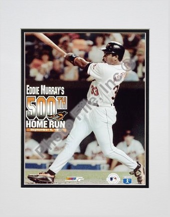 Eddie Murray, Baltimore Orioles, "500th Home Run", Double Matted  8" X 10" Photograph (Unframed)