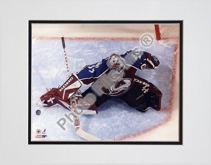 Patrick Roy, Colorado Avalanche, Overhead Action, Double Matted  8" X 10" Photograph (Unframed)