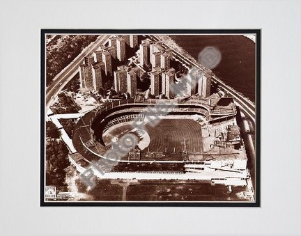 Polo Grounds, New York Giants, Aerial View, Sepia, Double Matted  8" X 10" Photograph (Unframed)