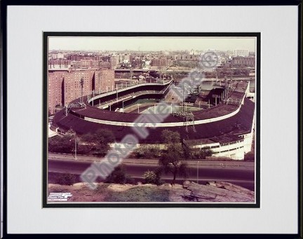Polo Grounds, New York Giants, Aerial View, Side Shot, Sepia, Double Matted  8" X 10" Photograph in Black Anod