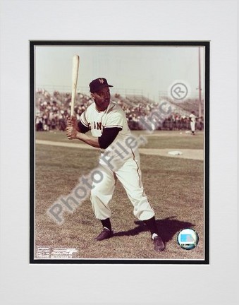 Monte Irvin, New York Giants, Batting, Posed, Double Matted 8" X 10" Photograph (Unframed)