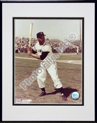 Monte Irvin, New York Giants, Batting, Posed, Double Matted 8" X 10" Photograph in Black Anodized Aluminum Fra