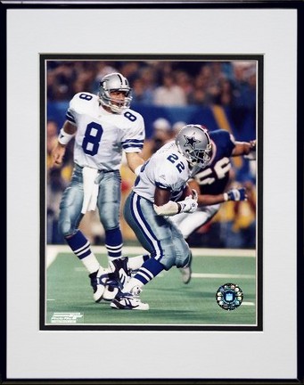 Troy Aikman and Emmitt Smith Double Matted 8” x 10” Photograph in Black Anodized Aluminum Frame