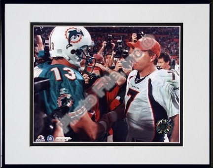 Dan Marino and John Elway, Dallas Cowboys, Double Matte  8" X 10" Photograph in Black Anodized Aluminum Frame