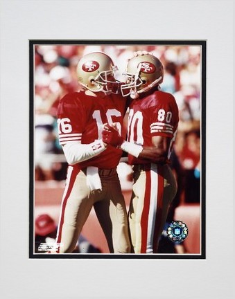 Jerry Rice and Joe Montana Group Shot #2 Double Matted 8” x 10” Photograph (Unframed)