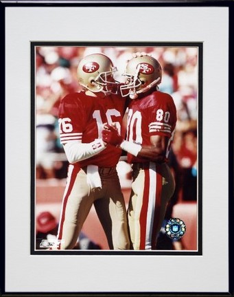 Jerry Rice and Joe Montana Group Shot #2 Double Matted 8” x 10” Photograph in Black Anodized Aluminum Frame