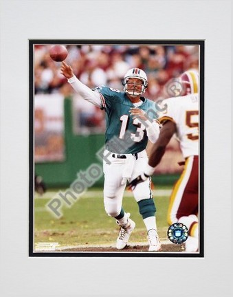 Dan Marino, Miami Dolphins, Passing Action, Double Matte  8" X 10" Photograph (Unframed)