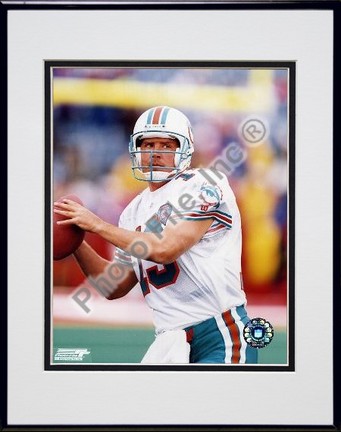 Dan Marino, Miami Dolphins, Close up, Action, Double Matte  8" X 10" Photograph in Black Anodized Aluminum Fra