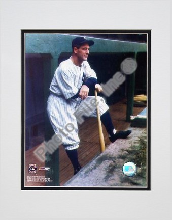 Lou Gehrig "In Dugout (Color)" Double Matted 8" X 10" Photograph (Unframed)