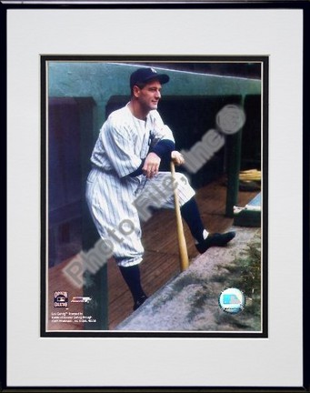 Lou Gehrig "In Dugout (Color)" Double Matted 8" X 10" Photograph in Black Anodized Aluminum Frame
