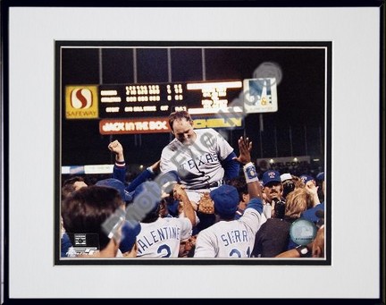 Nolan Ryan "6th No Hitter (Celebration)" Double Matted 8" X 10" Photograph in Black Anodized Aluminu