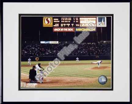 Nolan Ryan "6th No Hitter (Last Pitch)" Double Matted 8" X 10" Photograph in Black Anodized Aluminum