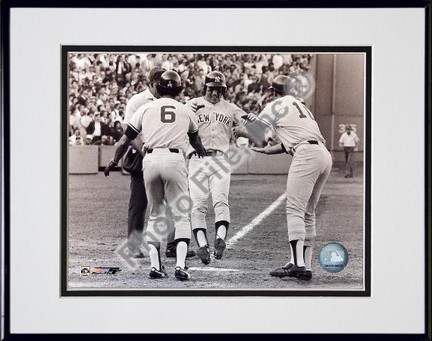 Bucky Dent "1978 Playoff Home Run, Sepia" Double Matted 8" X 10" Photograph in Black Anodized Alumin