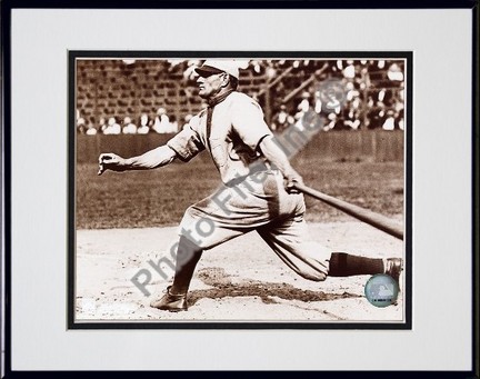 Honus Wagner "Batting, Sepia" Double Matted 8" x 10" Photograph in Black Anodized Aluminum Frame