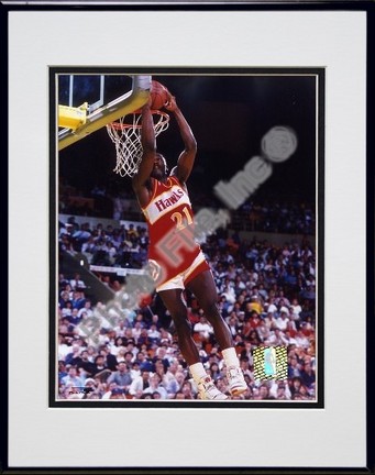 Dominique Wilkins "Dunking" Double Matted 8" X 10" Photograph in a Black Anodized Aluminum Frame