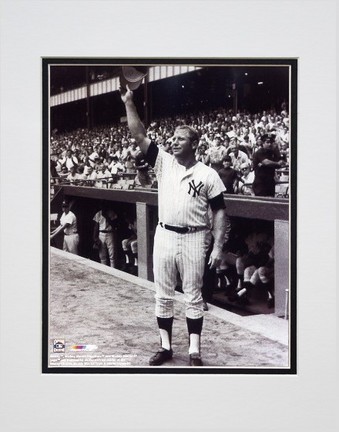 Mickey Mantle "#14 Tipping Hat" Double Matted 8" x 10" Photograph (Unframed)