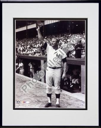 Mickey Mantle "#14 Tipping Hat" Double Matted 8" x 10" Photograph in Black Anodized Aluminum Frame