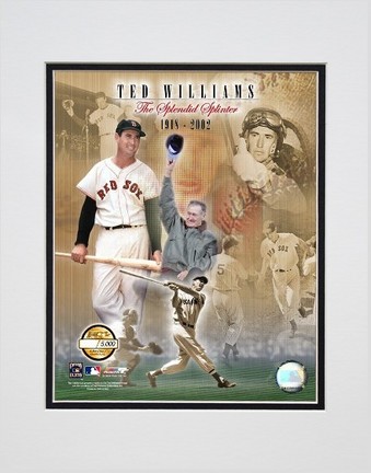 Ted Williams "Photo File Gold / Limited Edition" Double Matted 8" X 10" Photograph (Unframed)