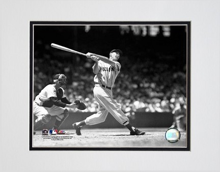 Ted Williams "Batting (Sepia)" Double Matted 8" X 10" Photograph (Unframed)