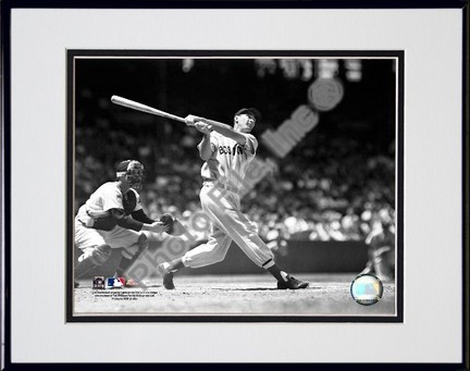 Ted Williams "Batting (Sepia)" Double Matted 8" X 10" Photograph in Black Anodized Aluminum Frame