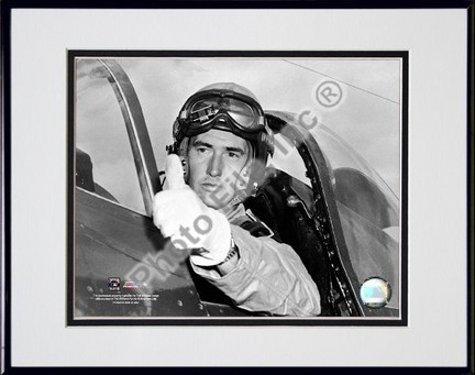 Ted Williams "Fighter Pilot (Sepia)" Double Matted 8" X 10" Photograph in Black Anodized Aluminum Fr