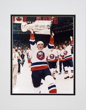 Mike Bossy "With Stanley Cup" Double Matted 8" X 10" Photograph (Unframed)