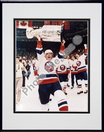 Mike Bossy "With Stanley Cup" Double Matted 8" X 10" Photograph in Black Anodized Aluminum Frame