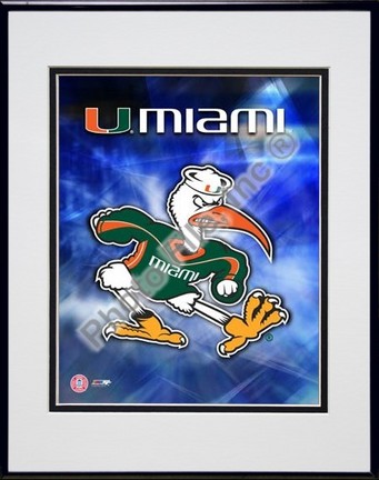 Miami Hurricanes Logo Double Matted 8" x 10" Photograph in Black Anodized Aluminum Frame
