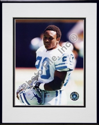 Barry Sanders "On Sidelines" Double Matted 8" x 10" Photograph in Black Anodized Aluminum Frame