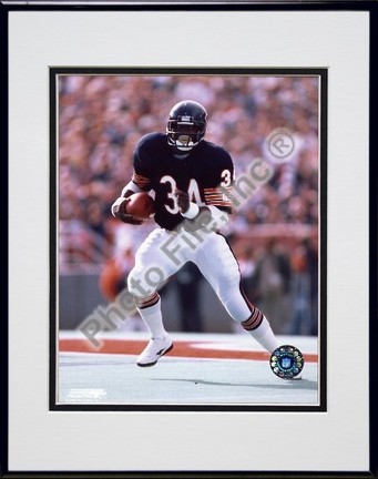 Walter Payton "Running with Ball" Double Matted 8" x 10" Photograph in Black Anodized Aluminum Frame