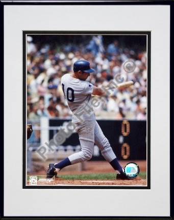 Ron Santo "Batting Action" Double Matted 8" x 10" Photograph in Black Anodized Aluminum Frame