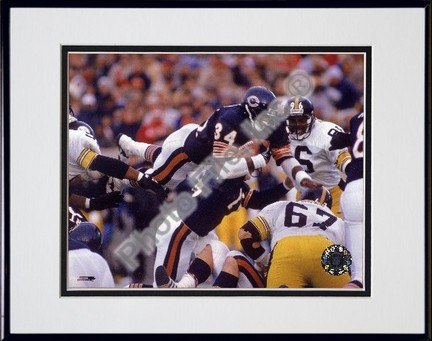 Walter Payton "Action, Airbound" Double Matted 8" x 10" Photograph in Black Anodized Aluminum Frame
