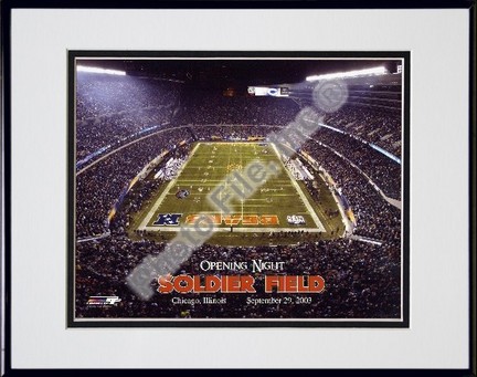 Soldier Field Opening Night 9/29/03 Double Matted 8" x 10" Photograph in Black Anodized Aluminum Frame