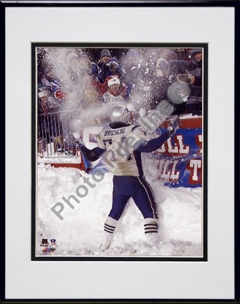 Tedy Bruschi "Snow Game 12/7/03" Double Matted 8" x 10" Photograph in Black Anodized Aluminum Frame