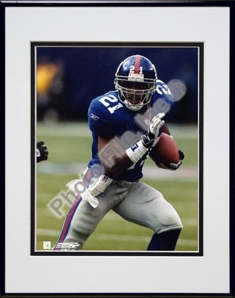 Tiki Barber "Action" Double Matted 8" X 10" Photograph in Black Anodized Aluminum Frame