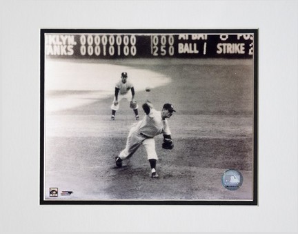 Don Larsen "Perfect Game Last Pitch" Double Matted 8" x 10" Photograph (Unframed)
